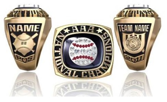Softball Players Association. AAA National Champion Ring Pendant w Softball Crest and Cubic Zirconias White Lustrium