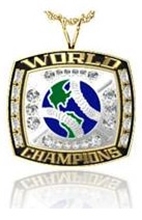 Picture of Major Plus World Champion Ring/Pendant w/World and Crossed Bats  - 10K Yellow Gold Major Plus World Champion Pendant w/World and Crossed Bats