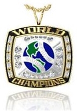 Picture of Major World Champion Ring/Pendant w/World and Crossed Bats - 10K White Gold Major World Champion Pendant w/World & Crossed Bats